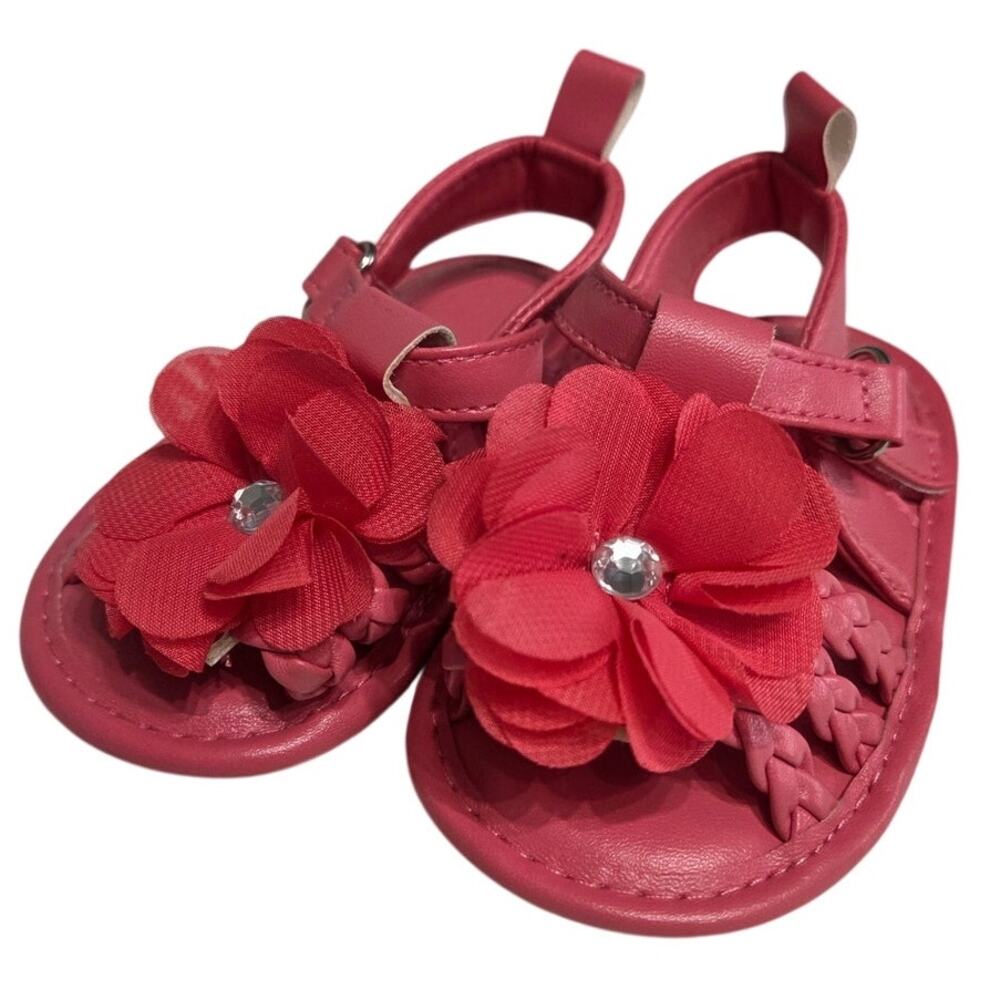 NWOT Pink Floral Rhinestone Sandals - 6-9mo
